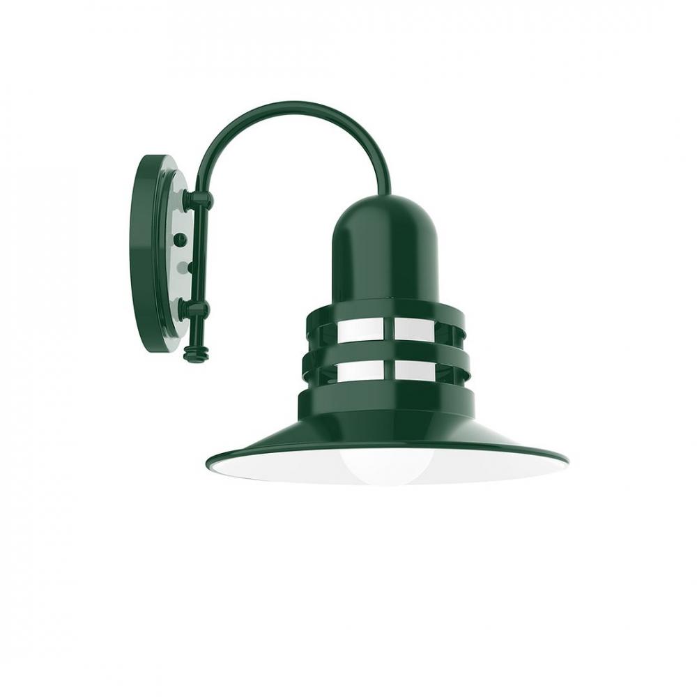 12" Atomic shade, wall mount sconce with frosted glass, Forest Green