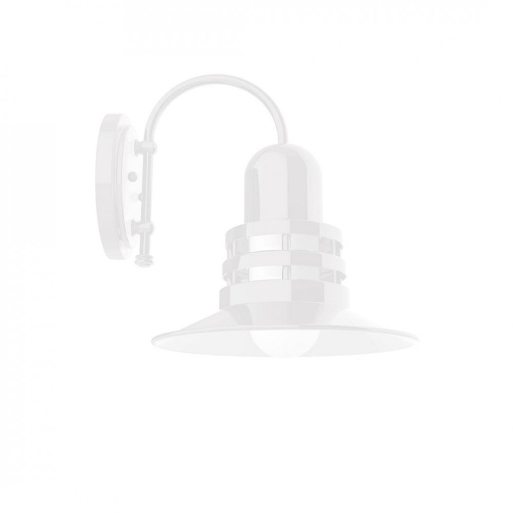 12" Atomic shade, wall mount sconce with frosted glass, White