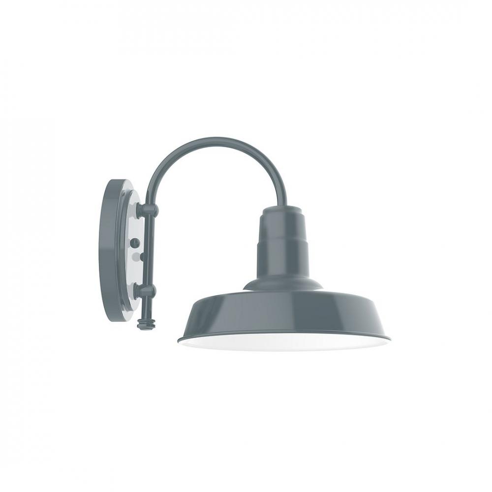 10" Warehouse shade, wall mount sconce with clear glass and guard, Slate Gray