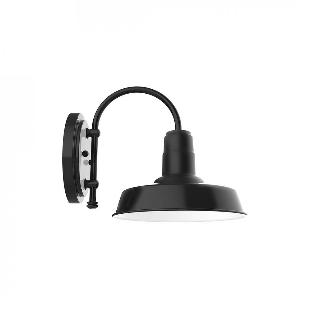 10" Warehouse shade, wall mount sconce with clear glass and guard, Black