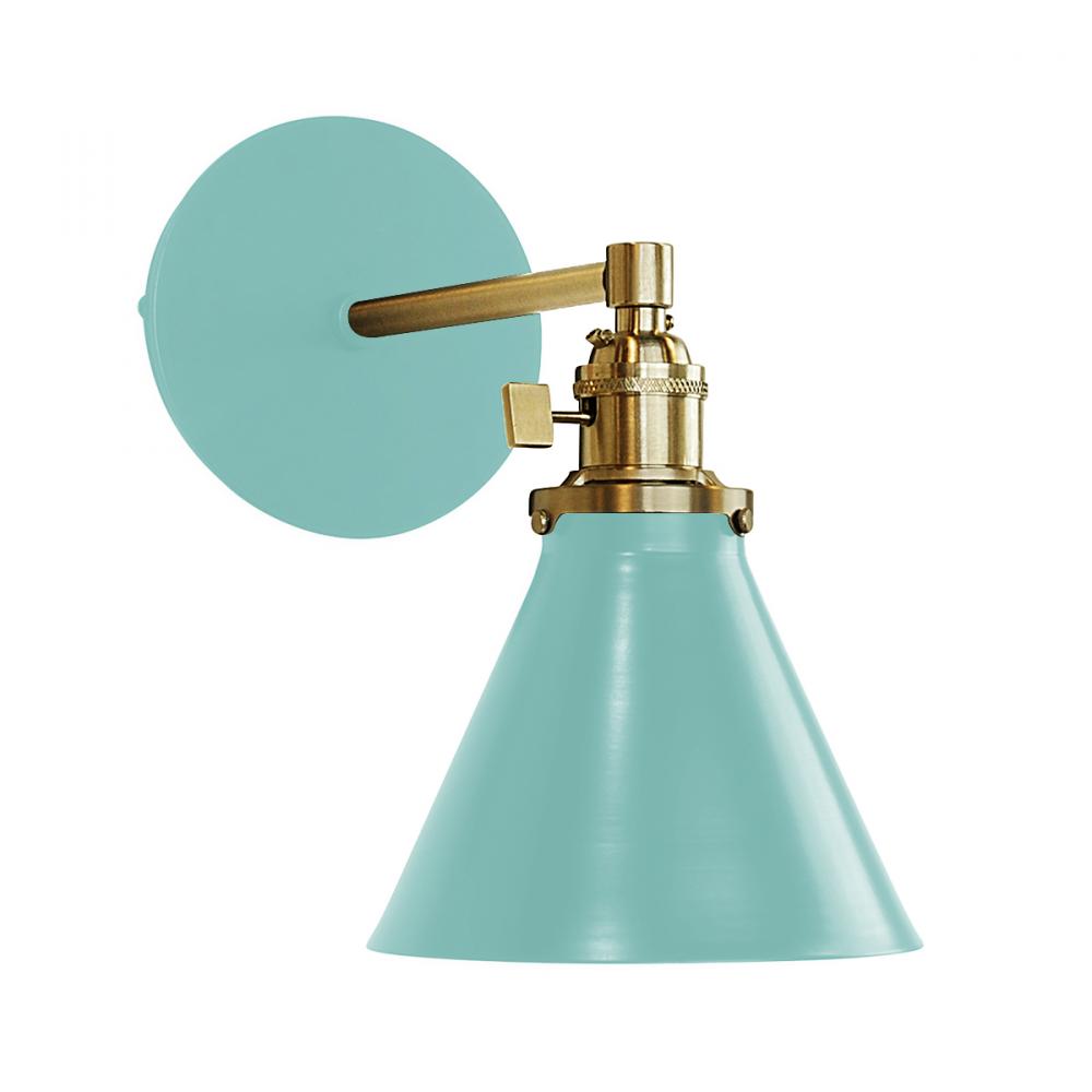 Uno 6" wall sconce,  Sea Green with Brushed Brass hardware