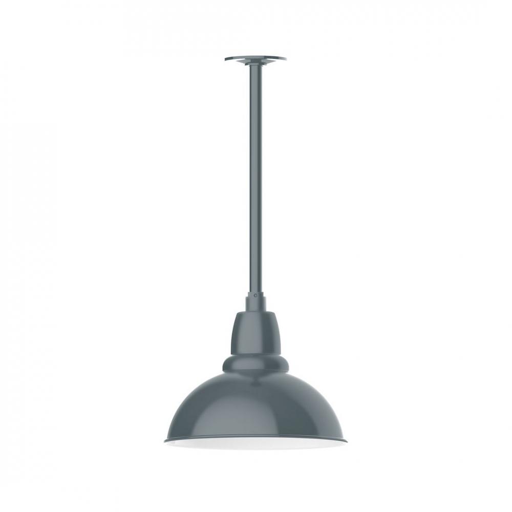 12" Cafe shade, stem mount LED Pendant with canopy, Slate Gray