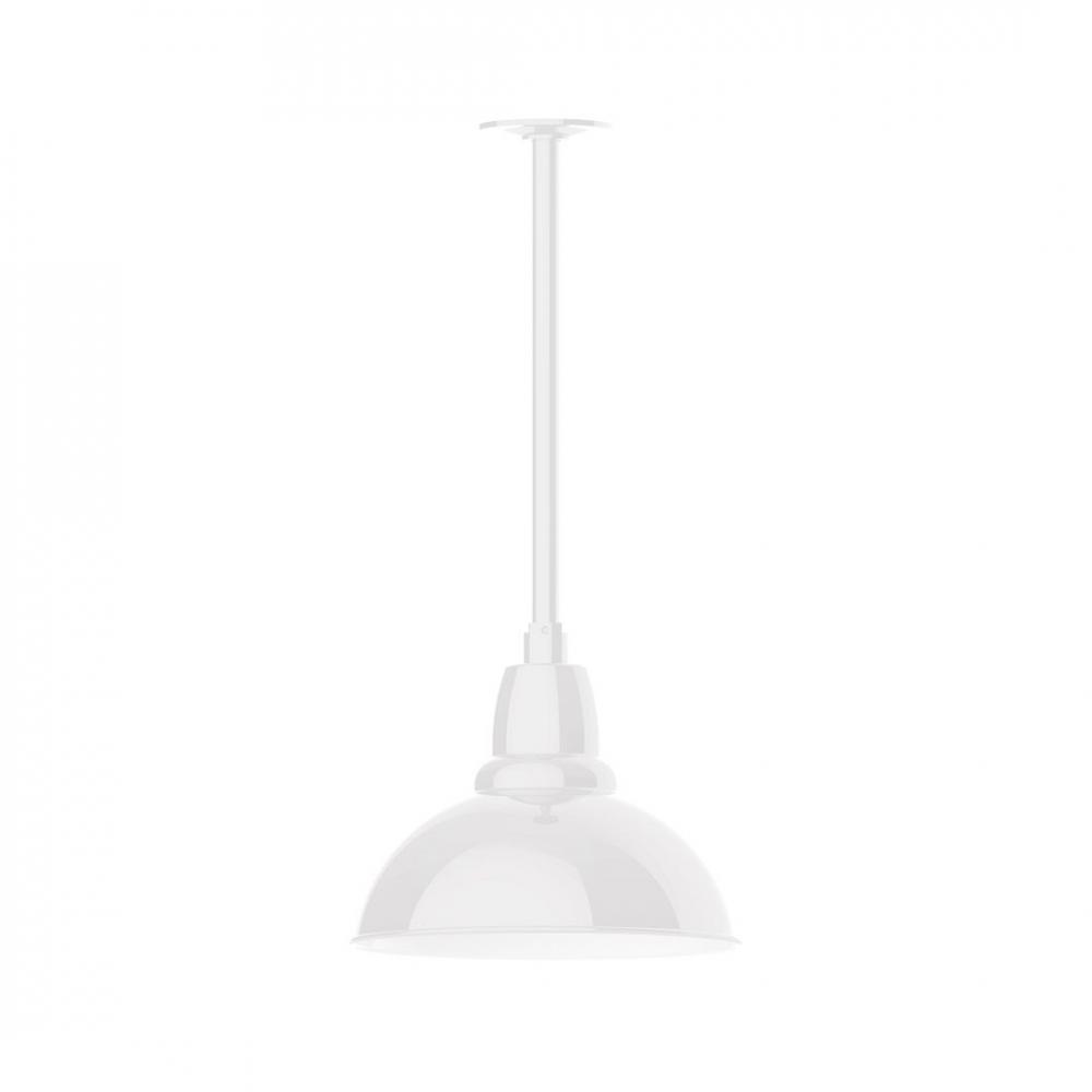 12" Cafe shade, stem mount LED Pendant with canopy, White