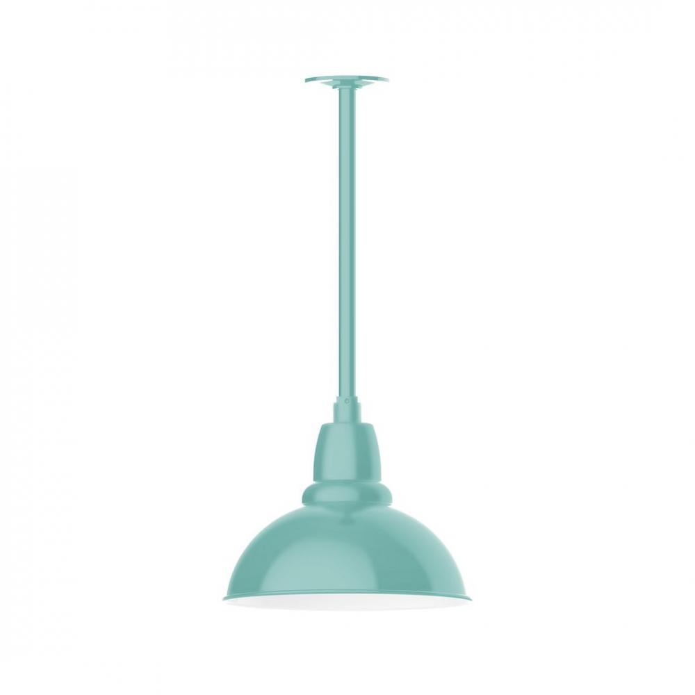 12" Cafe shade, stem mount LED Pendant with canopy, Sea Green