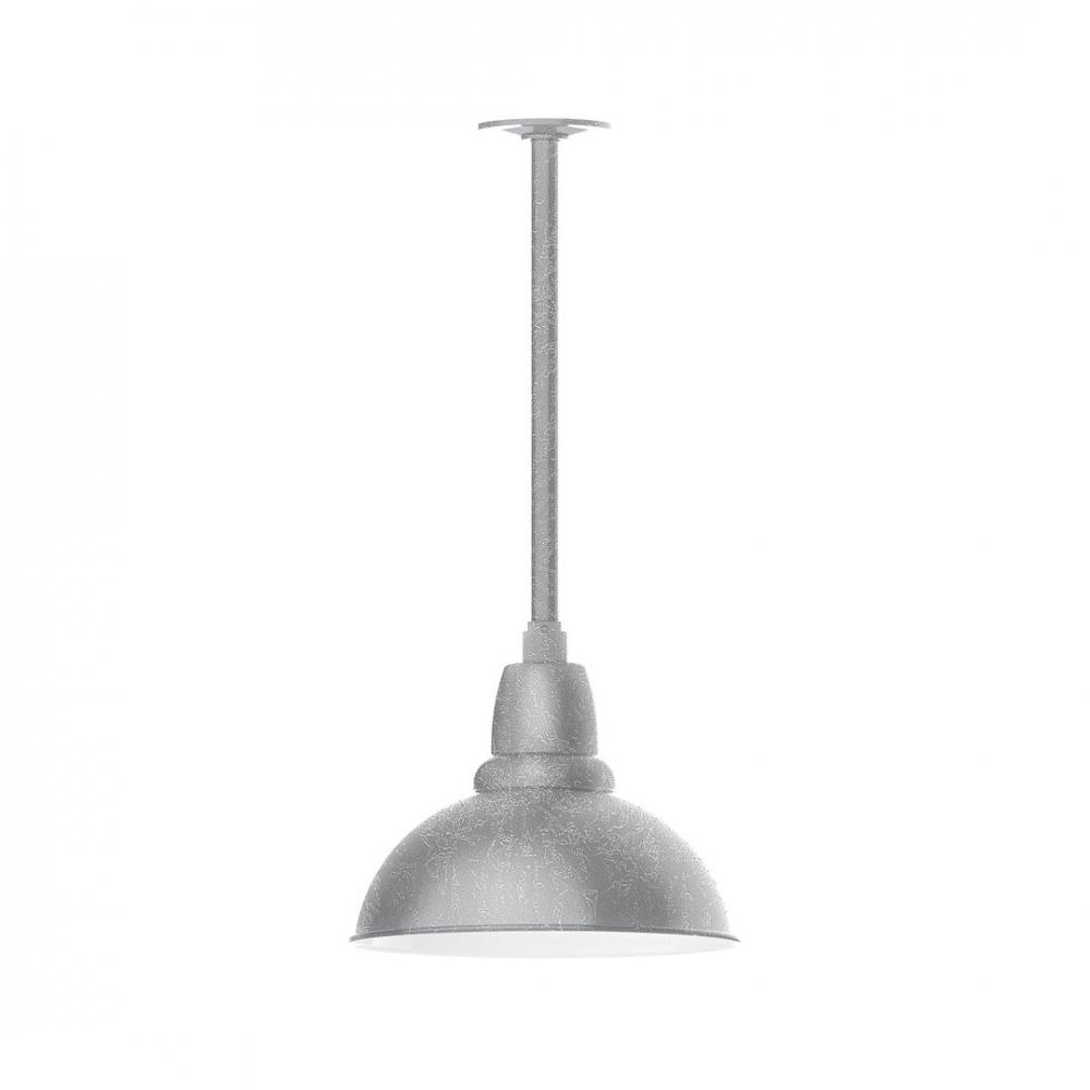 12" Cafe shade, stem mount LED Pendant with canopy, Painted Galvanized