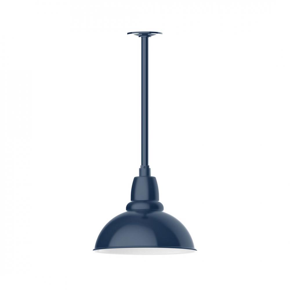 12" Cafe shade, stem mount LED Pendant with canopy, Navy