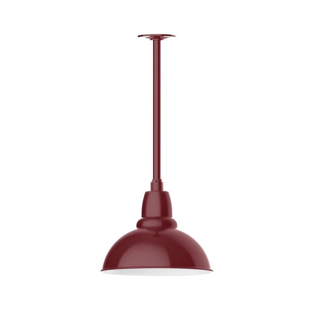 12" Cafe shade, stem mount LED Pendant with canopy, Barn Red