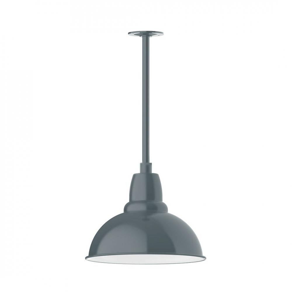 14" Cafe shade, stem mount LED Pendant with canopy, Slate Gray