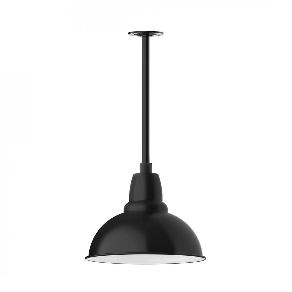 14" Cafe shade, stem mount LED Pendant with canopy, Black