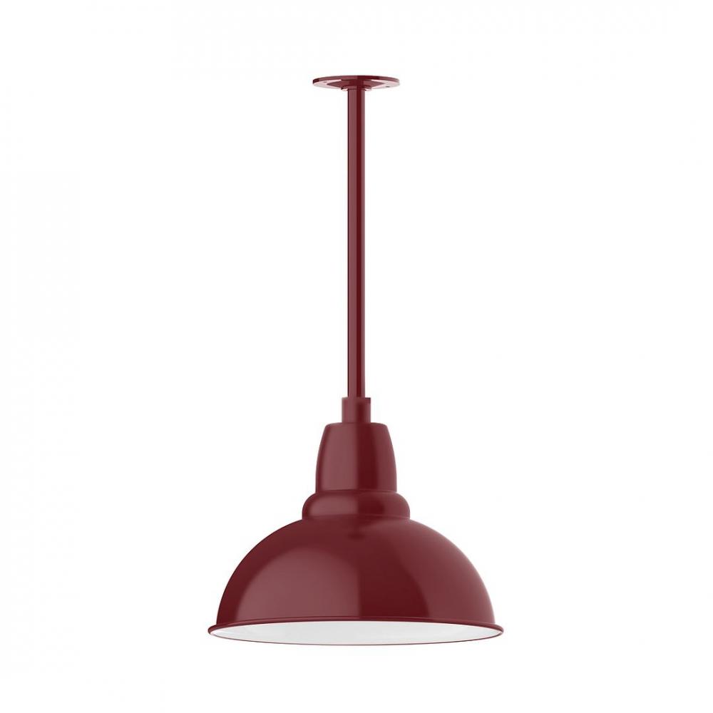 14" Cafe shade, stem mount LED Pendant with canopy, Barn Red