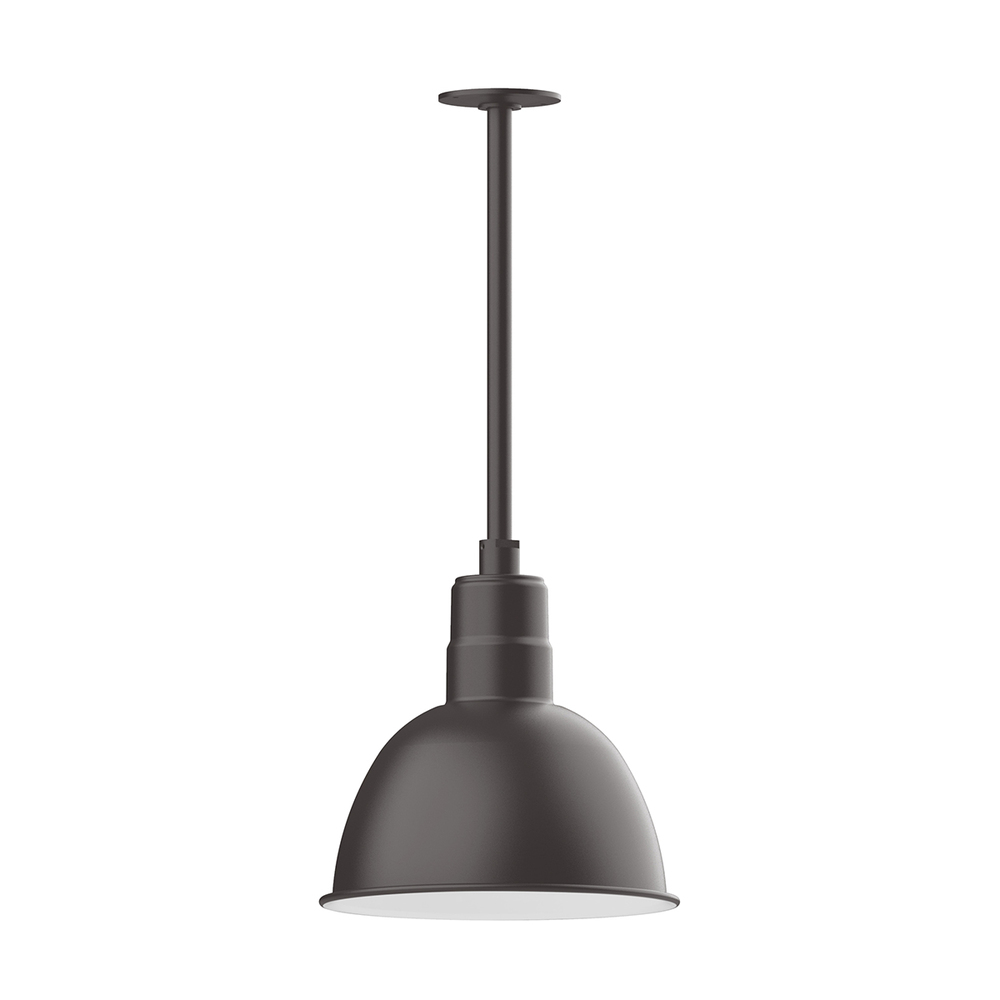 12" Deep Bowl shade, stem mount pendant with canopy, Bronze Matte