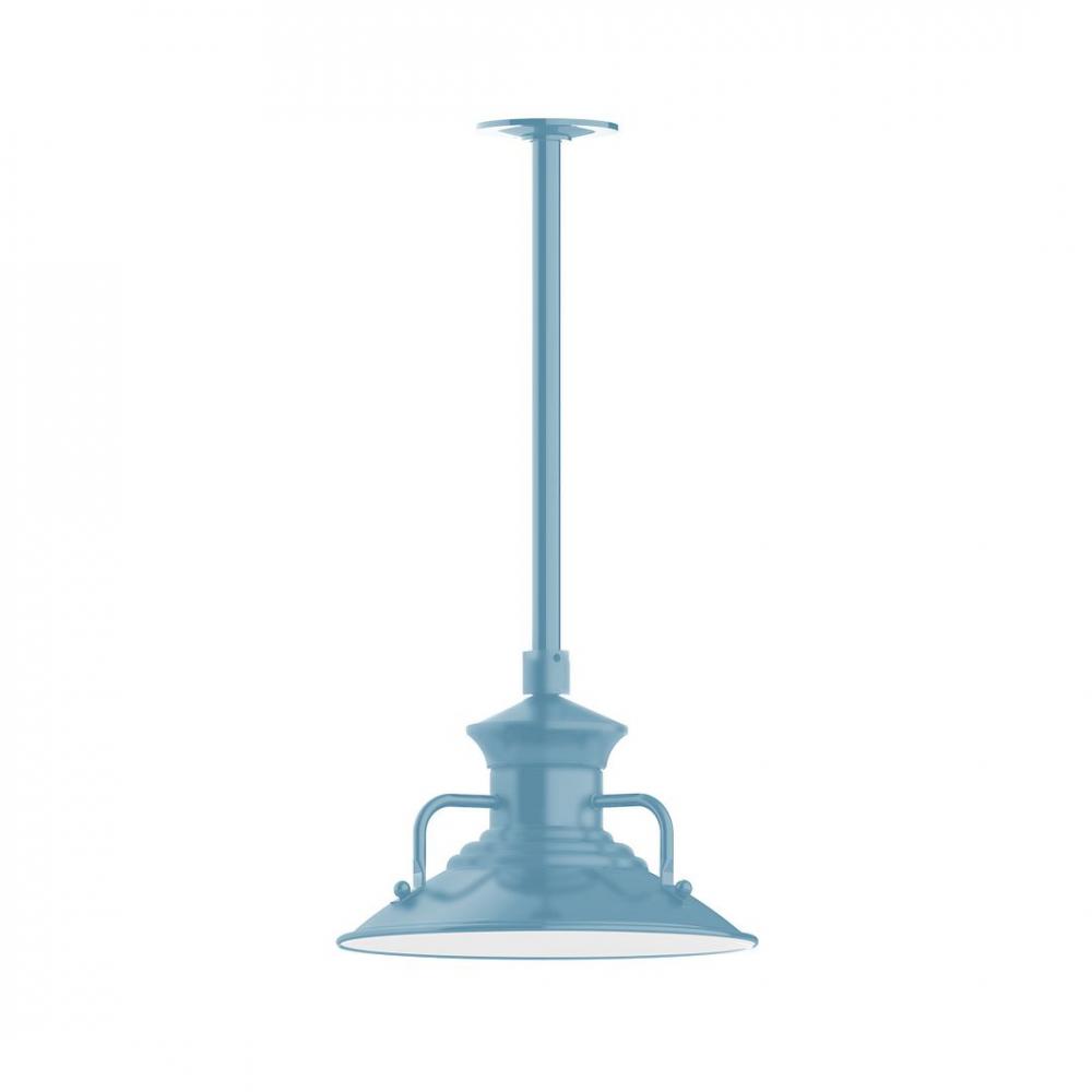 12" Homestead shade, stem mount LED Pendant with canopy, Light Blue