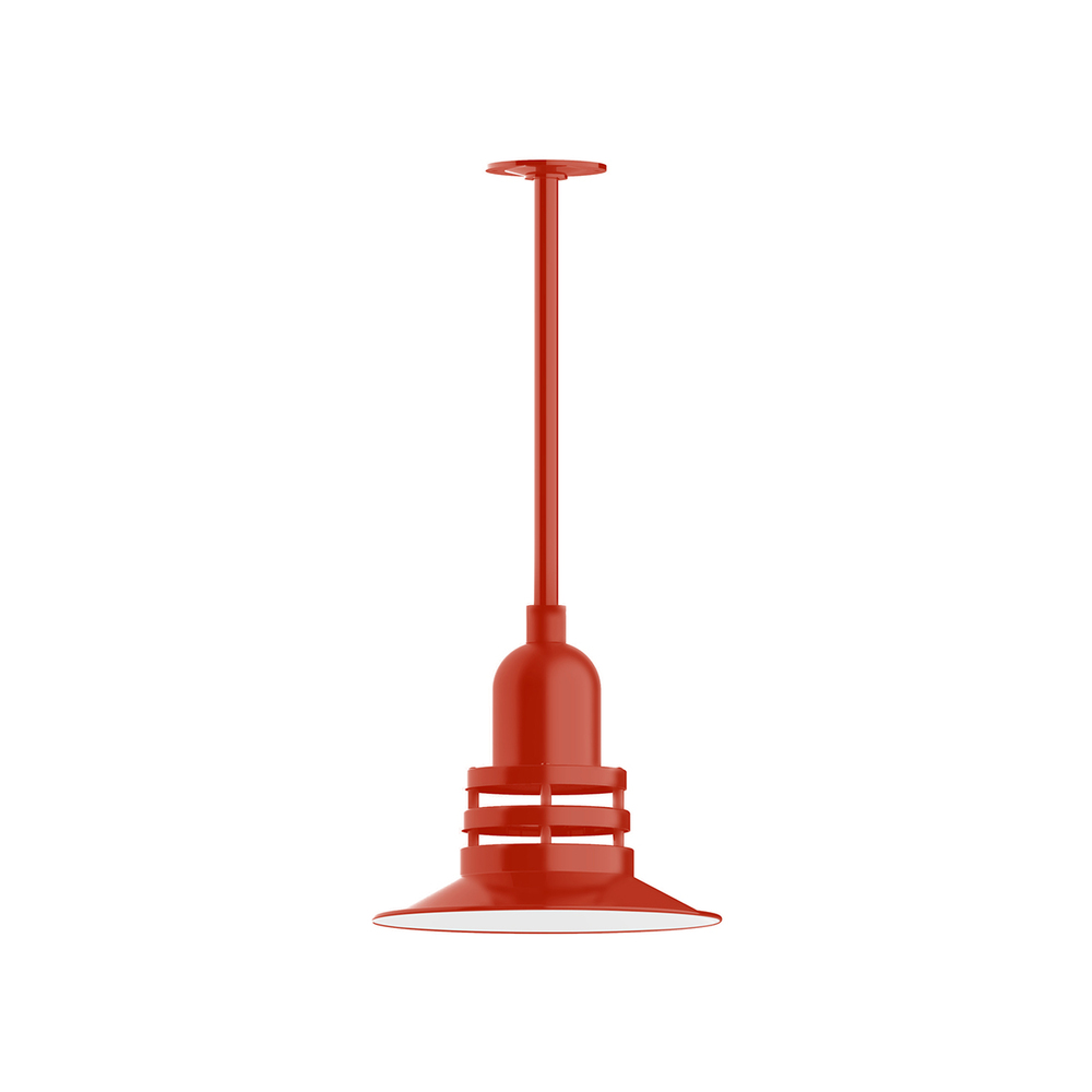 12" Atomic shade, stem mount pendant with canopy, Vermillion
