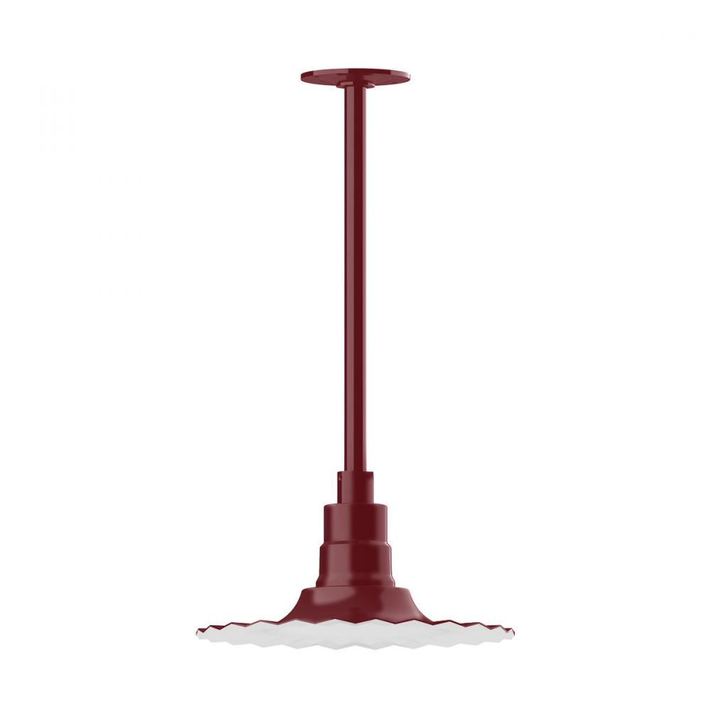 12" Radial shade, stem mount pendant with canopy, Barn Red