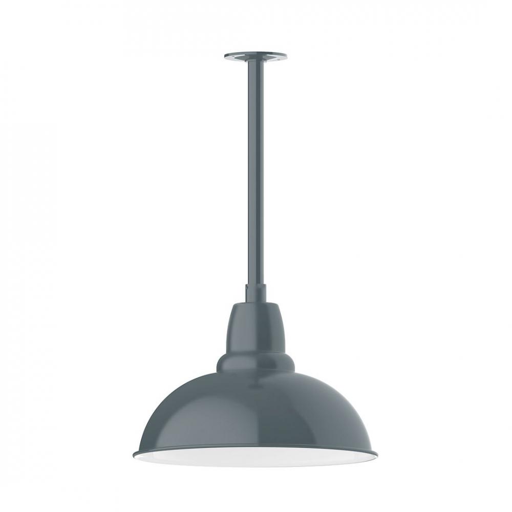 16" Cafe shade, stem mount LED Pendant with canopy, Slate Gray