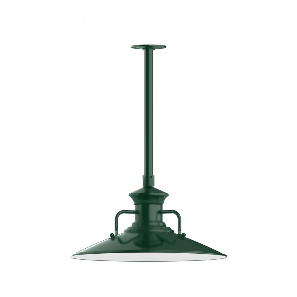 18" Homestead shade, stem mount LED Pendant with canopy, Forest Green