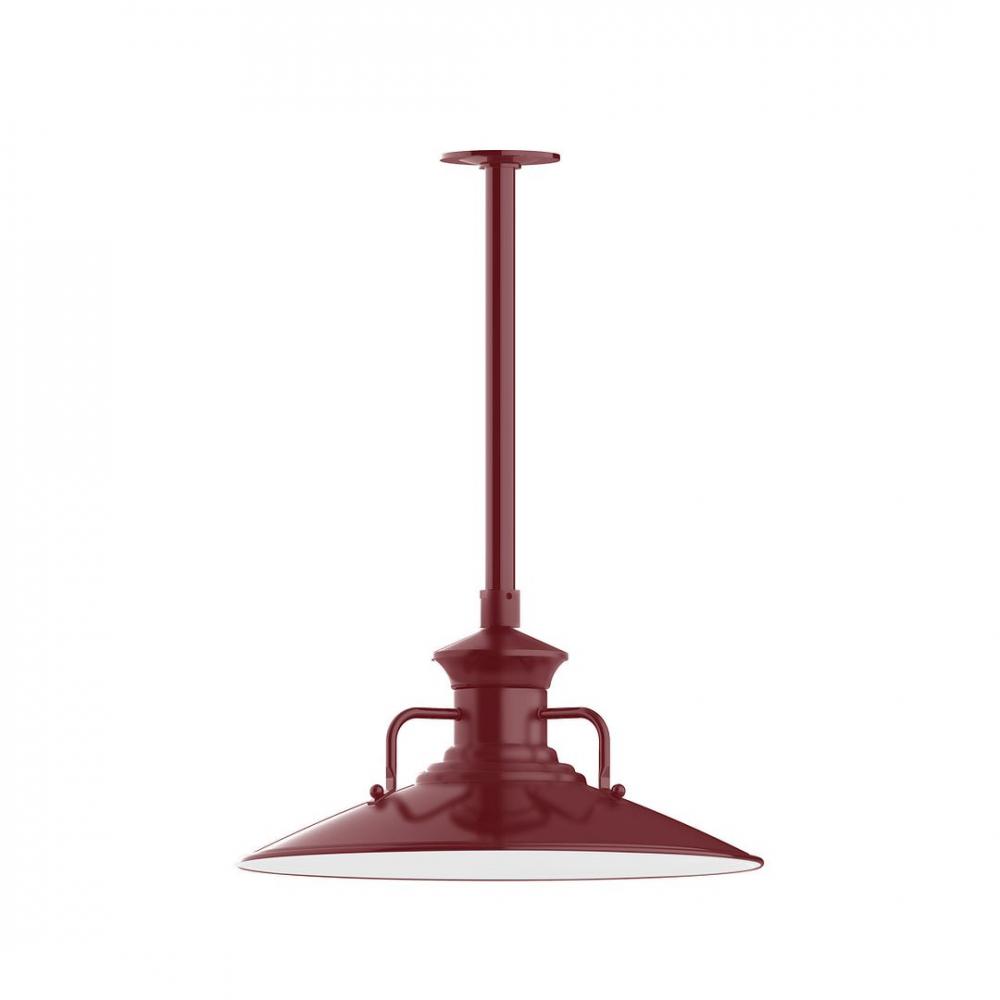 18" Homestead shade, stem mount LED Pendant with canopy, Barn Red