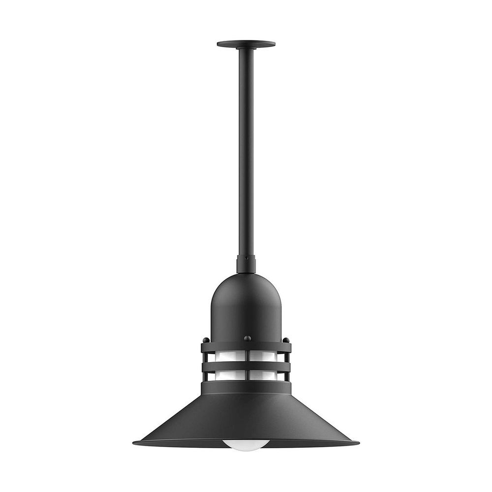 16" Atomic shade, stem mount pendant with canopy, Black