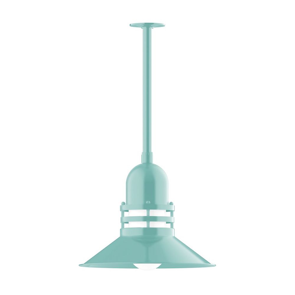 16" Atomic shade, stem mount pendant with canopy, Sea Green