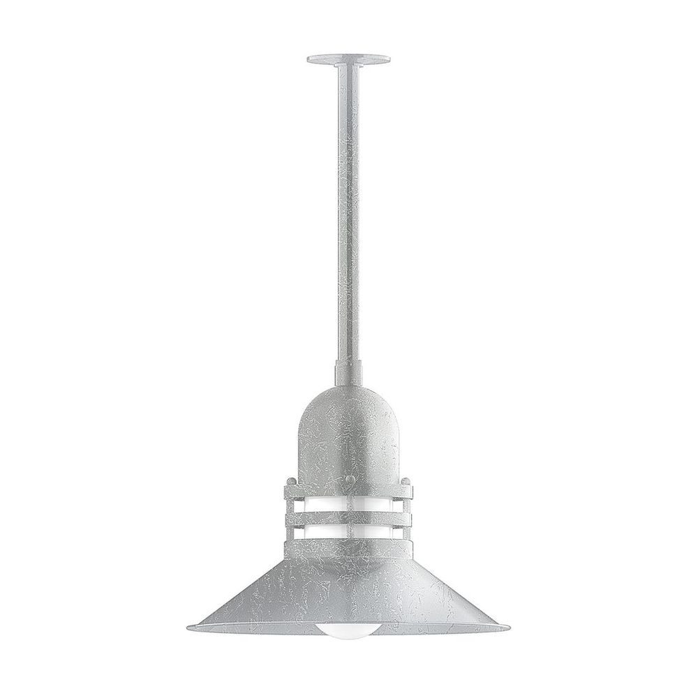 16" Atomic shade, stem mount pendant with canopy, Painted Galvanized