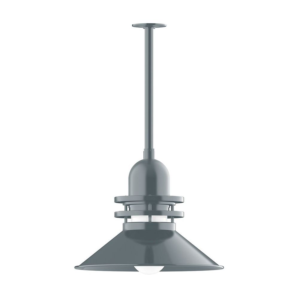 18" Atomic shade, stem mount pendant with canopy, Slate Gray