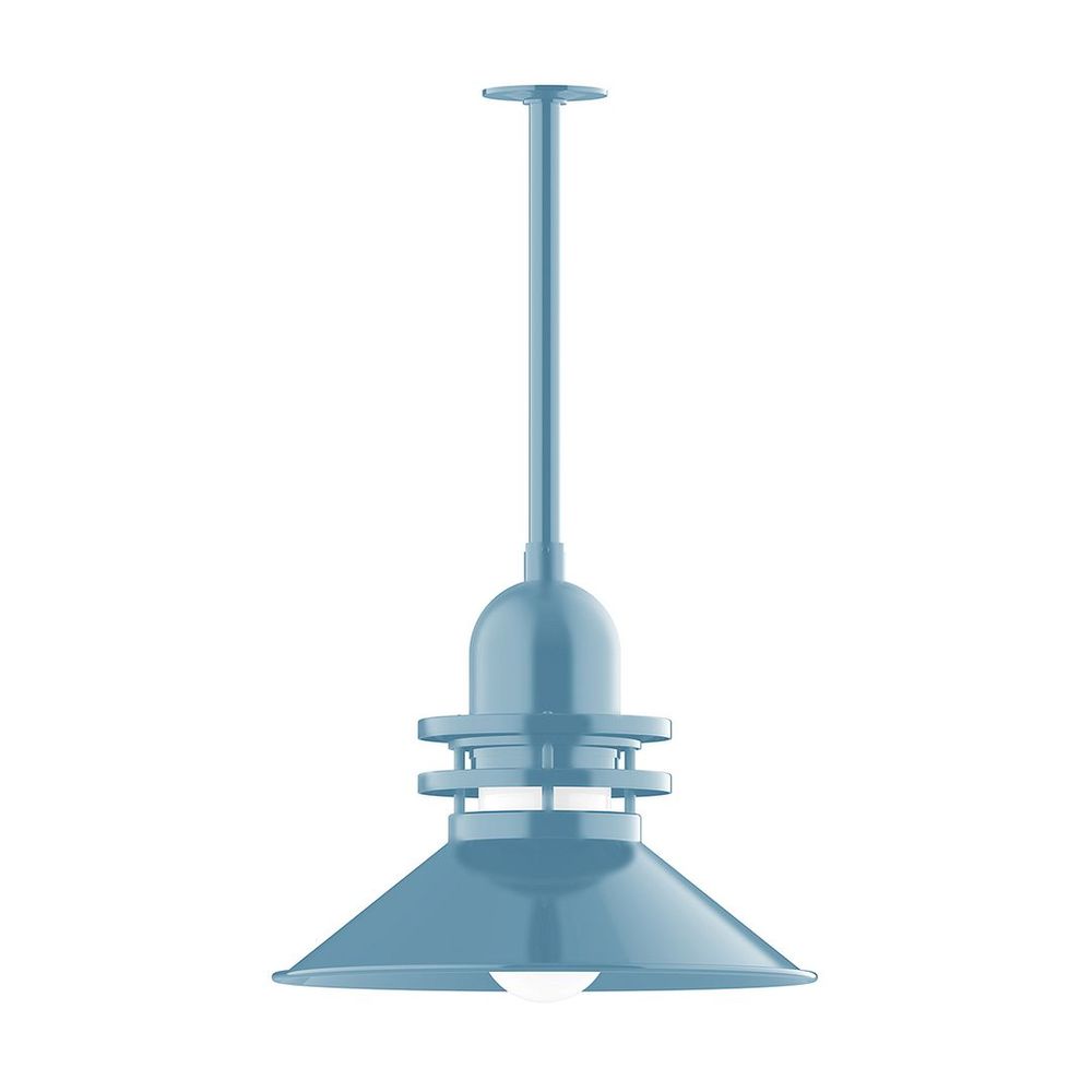 18" Atomic shade, stem mount pendant with canopy, Light Blue