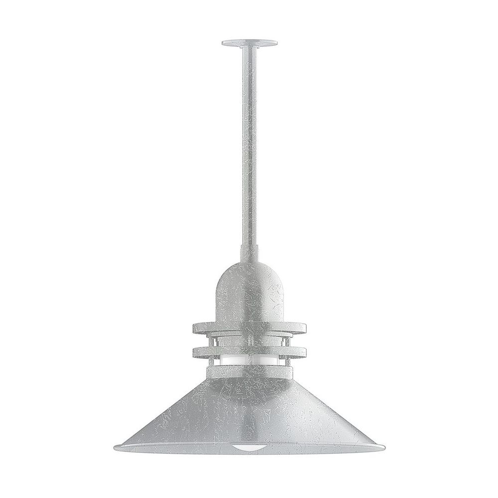 20" Atomic shade, stem mount pendant with canopy, Painted Galvanized