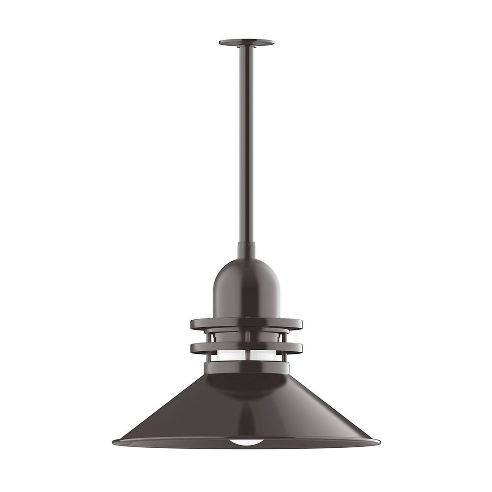 20" Atomic shade, stem mount pendant with canopy, Architectural Bronze