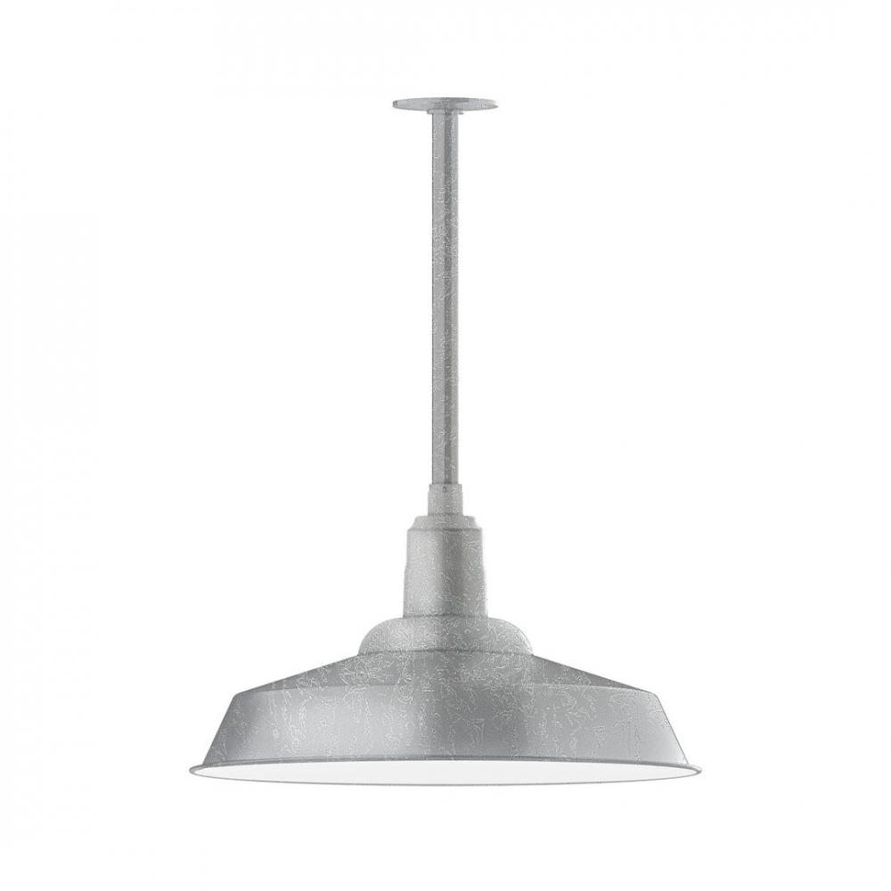 20" Warehouse shade, stem mount LED Pendant with canopy, Painted Galvanized