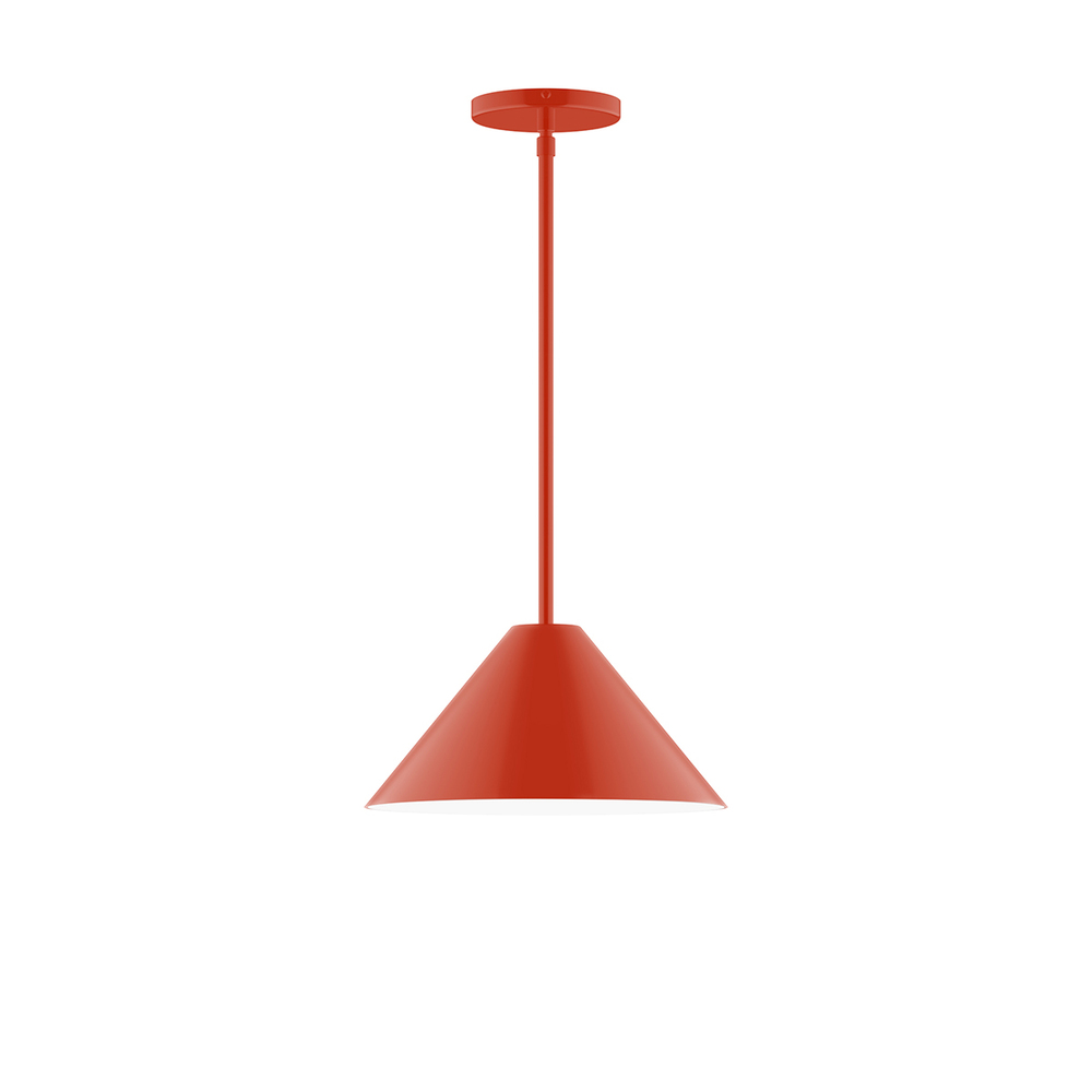 12" Pinnacle Stem Hung Pendant, Vermillion