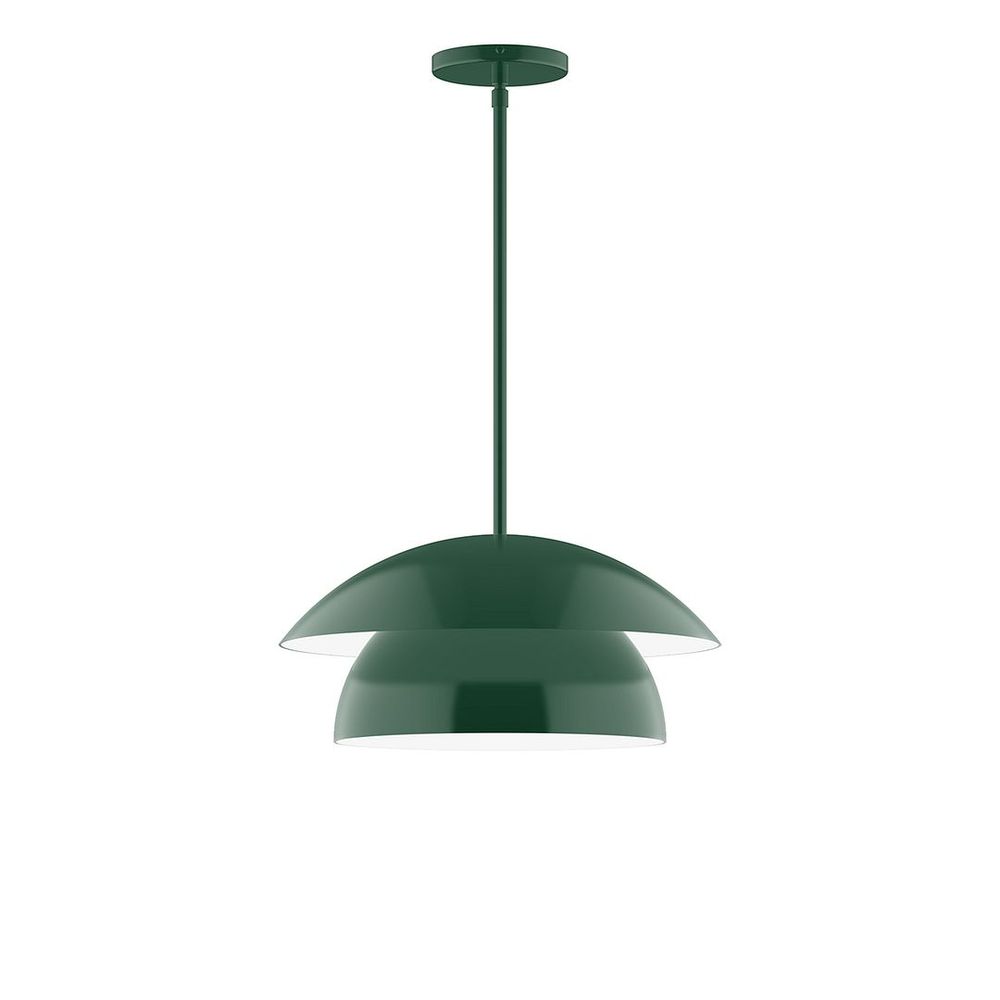 16" Nest LED Stem Hung Pendant, Forest Green