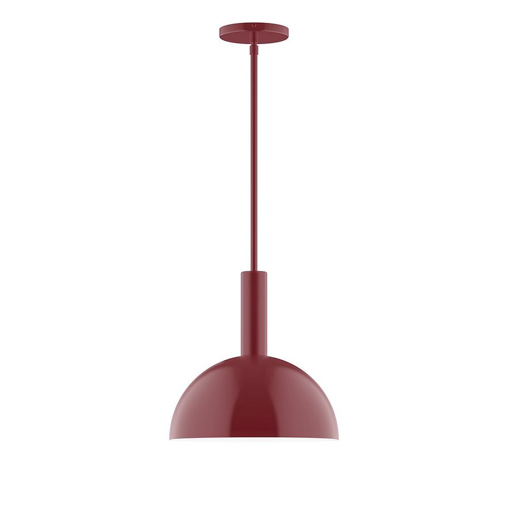 12" Stack Dome LED Stem Hung Pendant, Barn Red