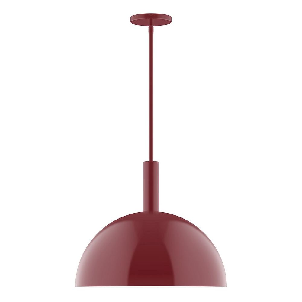 18" Stack Dome LED Stem Hung Pendant, Barn Red