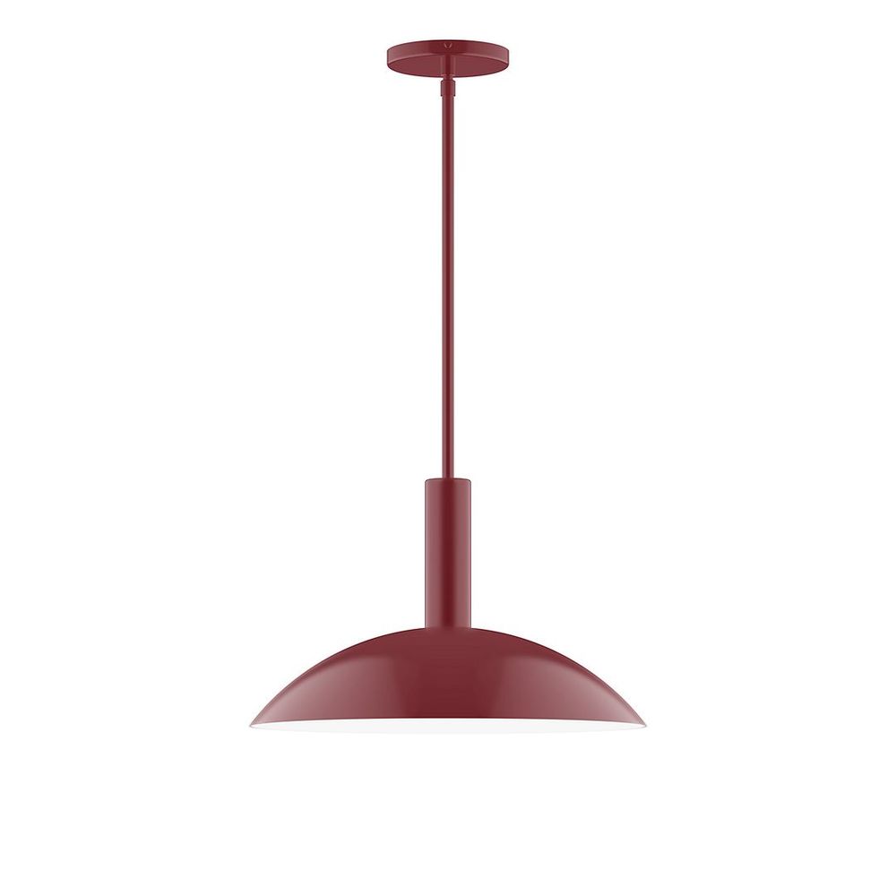 16" Stack Half Dome LED Stem Hung Pendant, Barn Red