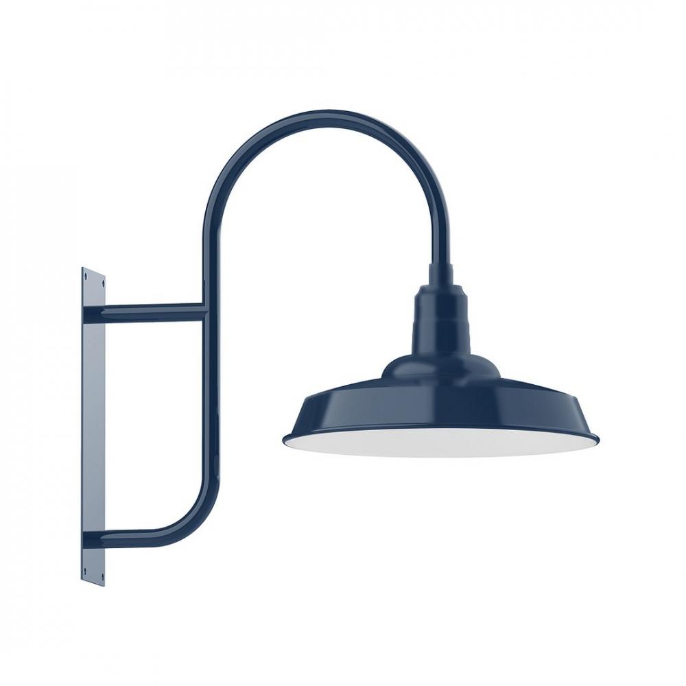 18" Warehouse shade, LED Wall Mount light with wire grill, Navy