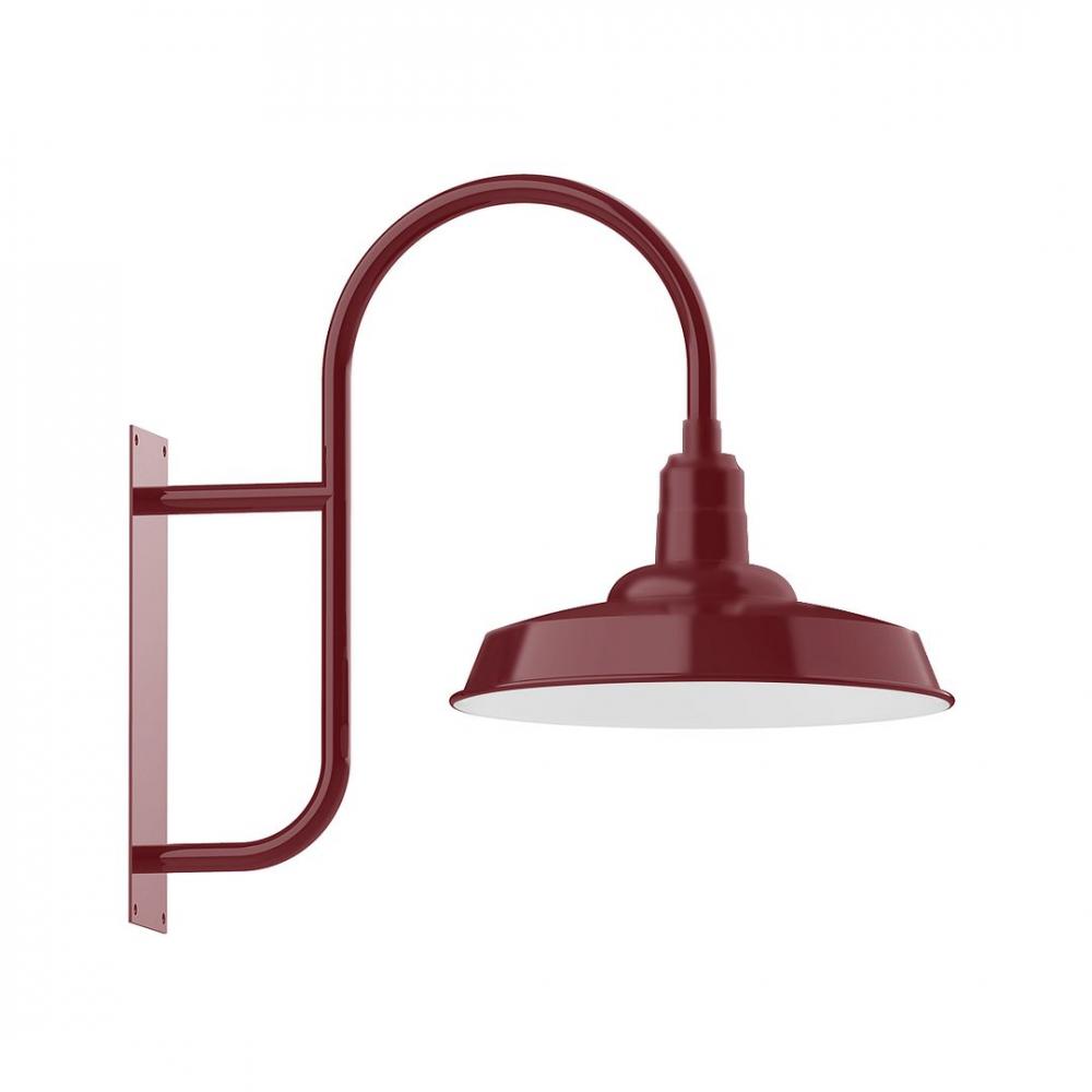 18" Warehouse shade, LED Wall Mount light with wire grill, Barn Red