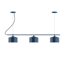 Montclair Light Works CHA419-50-C21 - 3-Light Linear Axis Chandelier with White SJT Cord, Navy