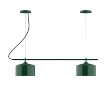 Montclair Light Works CHB419-42-C21 - 2-Light Linear Axis Chandelier with White SJT Cord, Forest Green