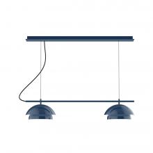 Montclair Light Works CHEX445-50-C21-L12 - 2-Light Linear Axis LED Chandelier with White SJT Cord, Navy