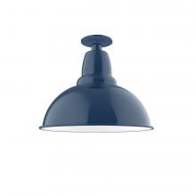 Montclair Light Works FMB107-50-W14 - 14" Cafe Flush Mount Light with wire grill in Navy