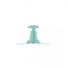 Montclair Light Works FMB158-48-G06 - 12" Radial shade, Flush Mount Light ceiling light with Frosted Glass and cast guard, Sea Green