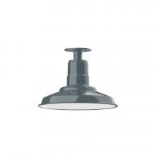 Montclair Light Works FMB182-40-W12-L12 - 12" Warehouse shade, LED Flush Mount ceiling light with wire grill, Slate Gray