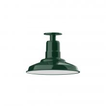 Montclair Light Works FMB182-42-W12-L12 - 12" Warehouse shade, LED Flush Mount ceiling light with wire grill, Forest Green