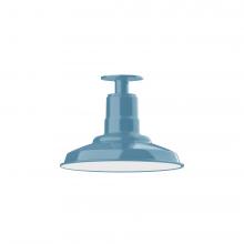 Montclair Light Works FMB182-54-W12-L12 - 12" Warehouse shade, LED Flush Mount ceiling light with wire grill, Light Blue