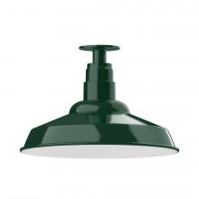 Montclair Light Works FMB184-42-W16-L13 - 16" Warehouse shade, LED Flush Mount ceiling light with wire grill, Forest Green