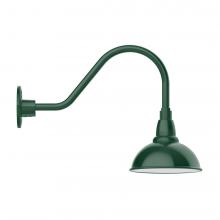 Montclair Light Works GNA105-42-W08-L10 - 8" Cafe shade, LED Gooseneck Wall mount with wire grill, Forest Green