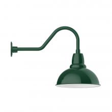 Montclair Light Works GNB107-42-B01-L13 - 14" Cafe shade, LED Gooseneck Wall mount, decorative canopy cover, Forest Green