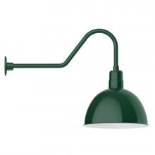 Montclair Light Works GNC117-42-W16-L13 - 16" Deep Bowl shade, LED Gooseneck Wall mount with wire grill, Forest Green