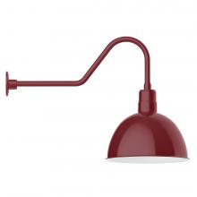 Montclair Light Works GNC117-55-W16-L13 - 16" Deep Bowl shade, LED Gooseneck Wall mount with wire grill, Barn Red