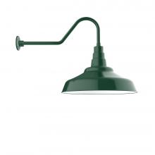 Montclair Light Works GNC187-42-W24-L14 - 24" Warehouse shade, LED Gooseneck Wall mount with wire grill, Forest Green